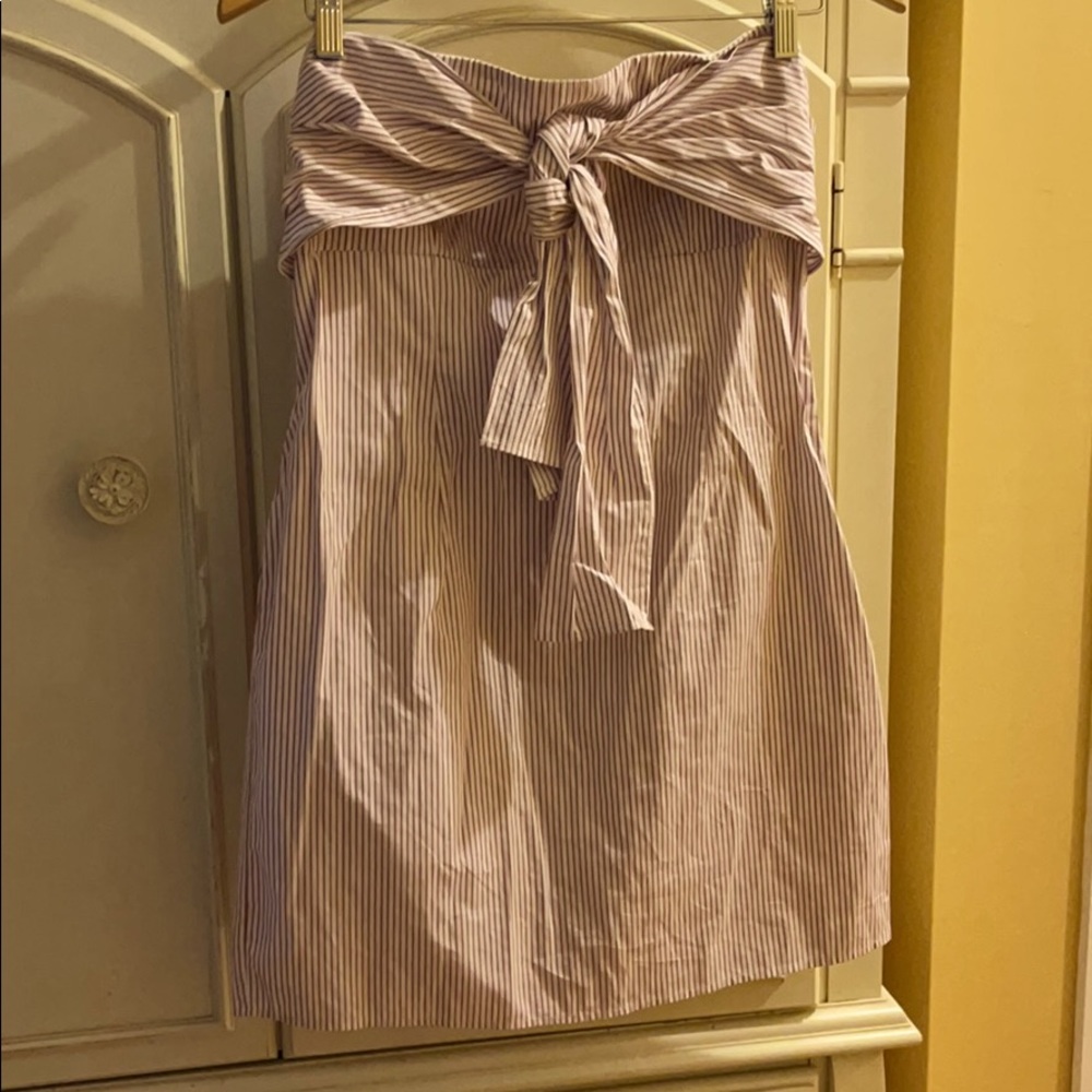 Forever 21 Strapless White/Mauve Stripe Dress